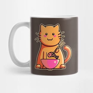 Cute cat eating fish with chopsticks Mug